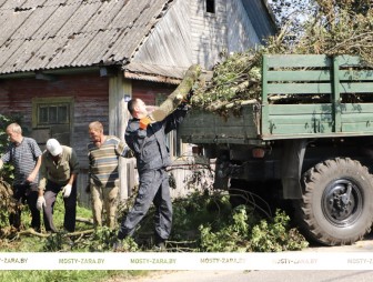 Жители д. Б. Степанишки вместе со своим депутатом Алексеем Чуриком вышли на трудовой десант