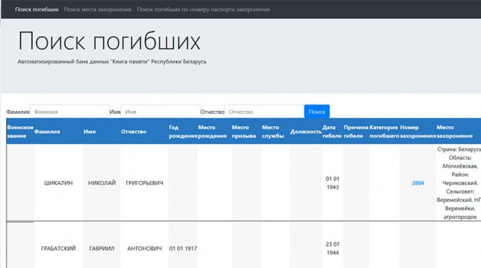 Банк данных 'Книга Памяти Республики Беларусь' заработал на портале Министерства обороны